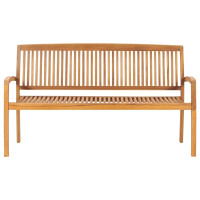 Produktbild för Stapelbar trädgårdsbänk 3-sits 159 cm massiv teak