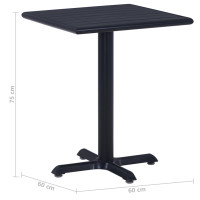 Produktbild för Trädgårdsbord svart 60x60x75 cm