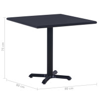 Produktbild för Trädgårdsbord svart 80x80x75 cm