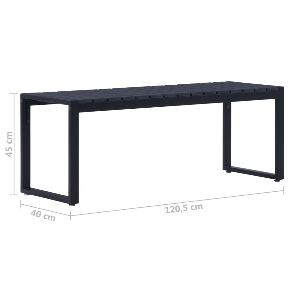 Produktbild för Trädgårdsbänk 120,5 cm PS-skiva svart