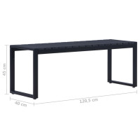 Produktbild för Trädgårdsbänk 120,5 cm PS-skiva svart
