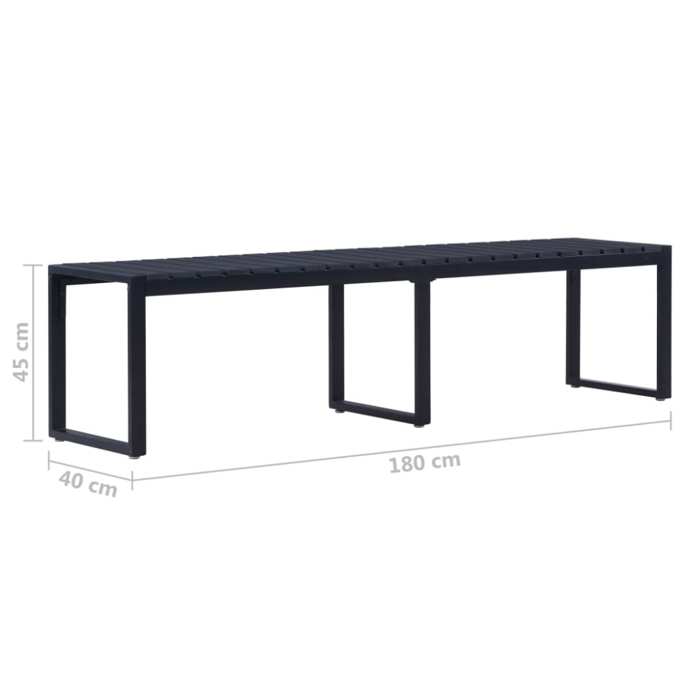 Produktbild för Trädgårdsbänk 180 cm PS-skiva svart