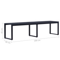 Produktbild för Trädgårdsbänk 180 cm PS-skiva svart