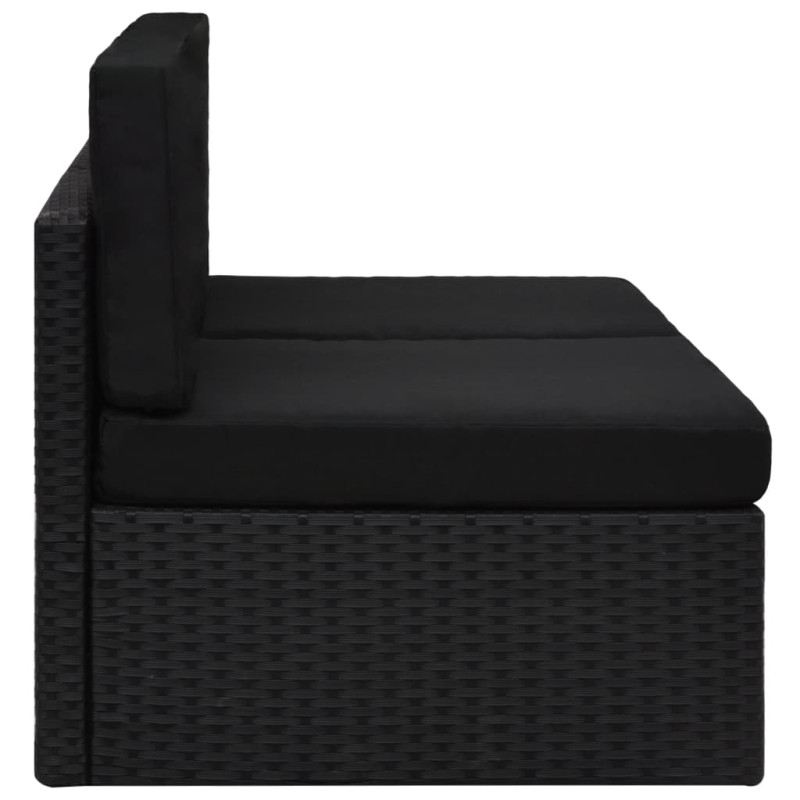 Produktbild för Modulsoffa 2-sits konstrotting svart