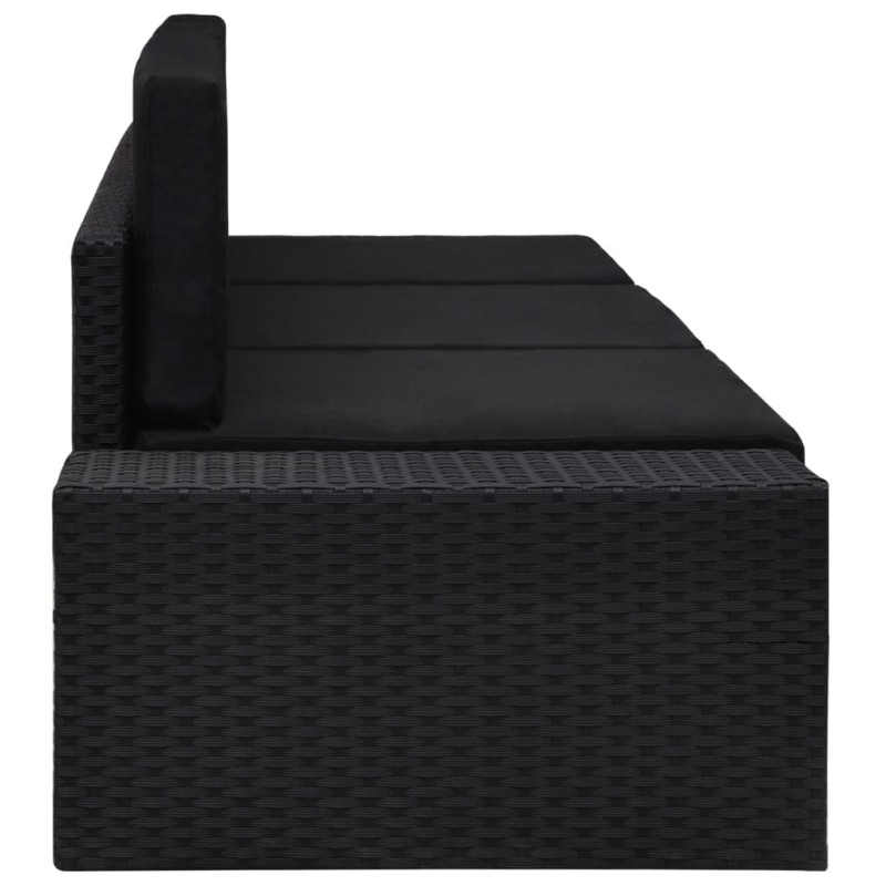 Produktbild för Modulsoffa 3-sits konstrotting svart