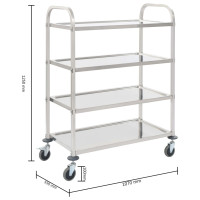 Produktbild för Serveringsvagn 4 våningar 107x55x125 cm rostfritt stål