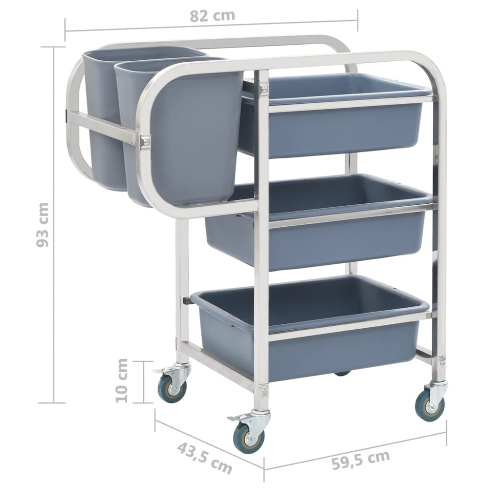 Produktbild för Köksvagn med plastbehållare 82x43,5x93 cm
