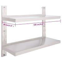 Produktbild för Svävande vägghylla 2 plan rostfritt stål 100x30 cm