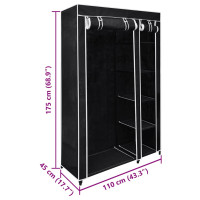 Produktbild för Garderob hopfällbar 110 x 45 x 175 cm svart