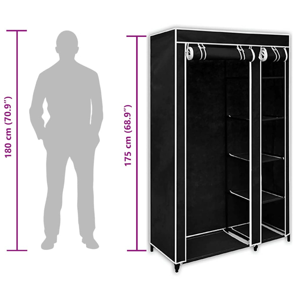Produktbild för Garderob hopfällbar 110 x 45 x 175 cm svart