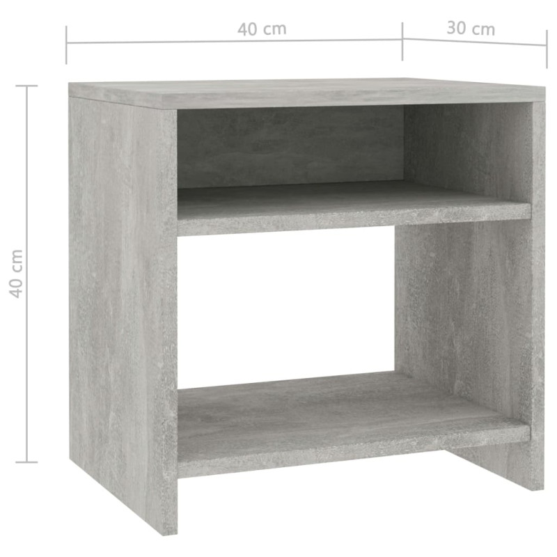 Produktbild för Sängbord betonggrå 40x30x40 cm konstruerat trä
