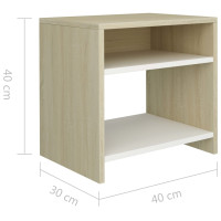 Produktbild för Sängbord 2 st vit och sonoma-ek 40x30x40 cm
