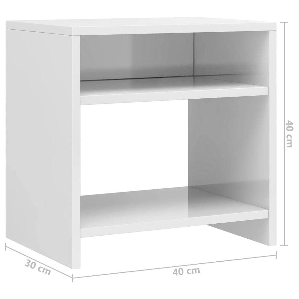 Produktbild för Sängbord 2 st vit högglans 40x30x40 cm konstruerat trä