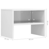 Produktbild för Sängbord vit högglans 40x30x30 cm konstruerat trä