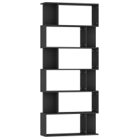 Miniatyr av produktbild för Bokhylla/Rumsavdelare svart 80x24x192 cm spånskiva