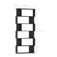 Miniatyr av produktbild för Bokhylla/Rumsavdelare svart 80x24x192 cm spånskiva