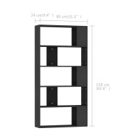 Produktbild för Bokhylla/Rumsavdelare svart 80x24x159 cm konstruerat trä
