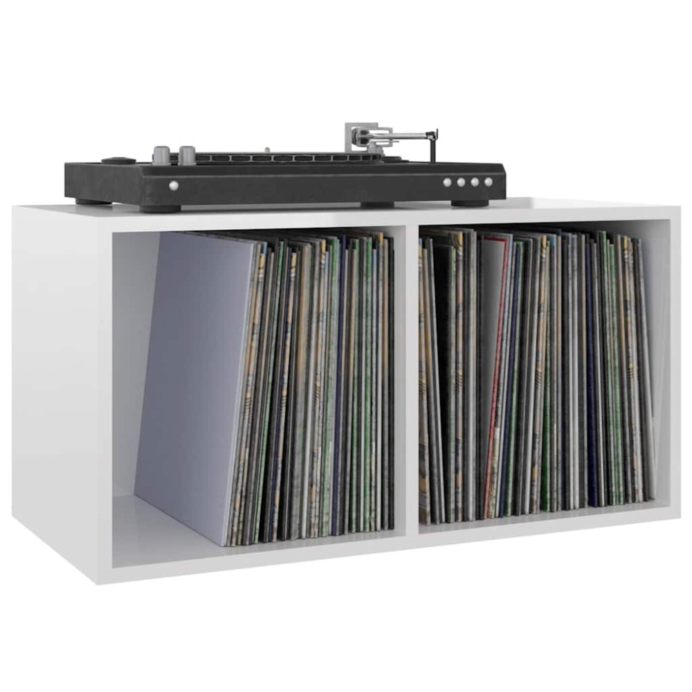 Produktbild för Vinylhylla vit högglans 71x34x36 cm konstruerat trä