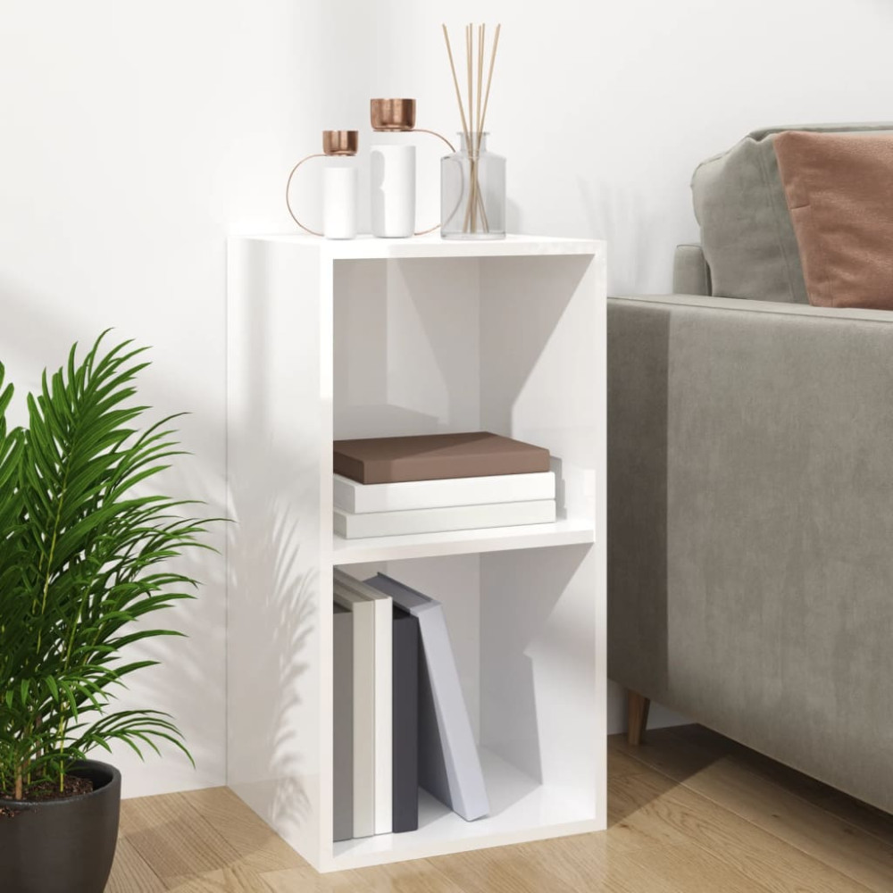 Produktbild för Vinylhylla vit högglans 71x34x36 cm konstruerat trä
