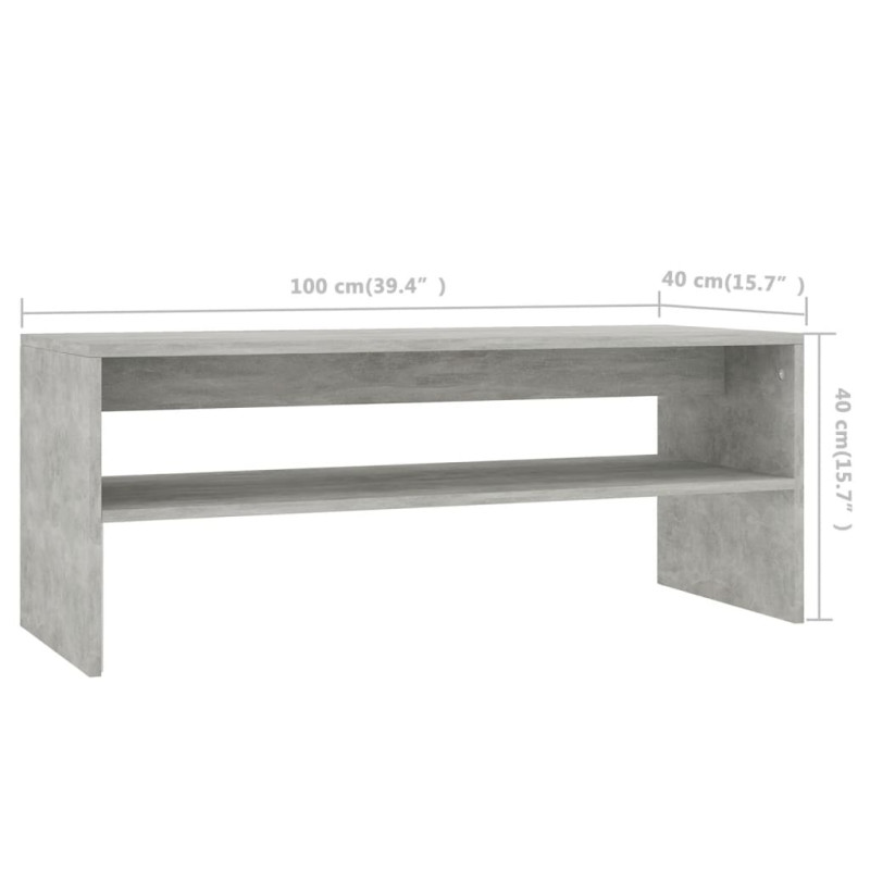 Produktbild för Soffbord betonggrå 100x40x40 cm konstruerat trä