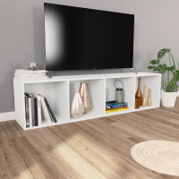 Produktbild för Bokhylla/tv-bänk vit 36x30x143 cm konstruerat trä