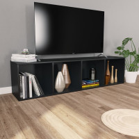 Produktbild för Bokhylla/tv-bänk svart 36x30x143 cm konstruerat trä