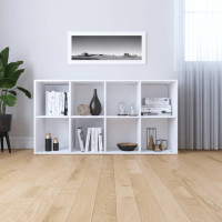 Produktbild för Bokhylla/skänk vit 66x30x130 cm konstruerat trä