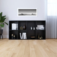 Produktbild för Bokhylla/skänk svart 66x30x130 cm konstruerat trä