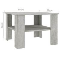 Produktbild för Soffbord betonggrå 60x60x42 cm konstruerat trä