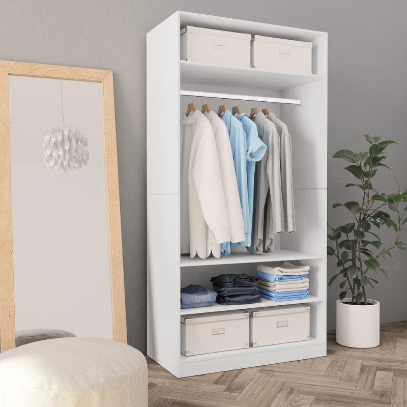 Produktbild för Garderob vit 100x50x200 cm konstruerat trä