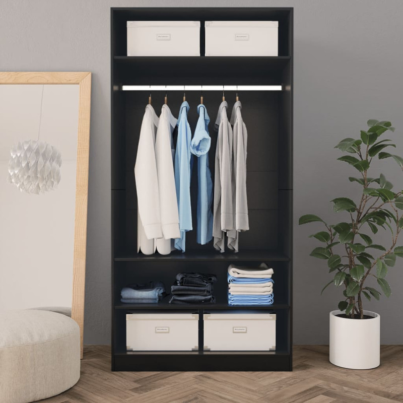 Produktbild för Garderob svart 100x50x200 cm konstruerat trä