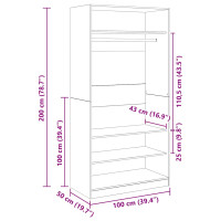 Produktbild för Garderob svart 100x50x200 cm konstruerat trä