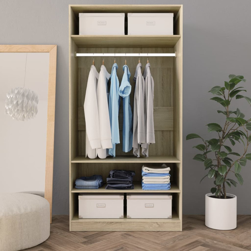 Produktbild för Garderob sonoma-ek 100x50x200 cm konstruerat trä