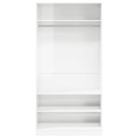 Produktbild för Garderob högglans vit 100x50x200 cm konstruerat trä