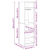 Produktbild för Garderob svart 50x50x200 cm konstruerat trä