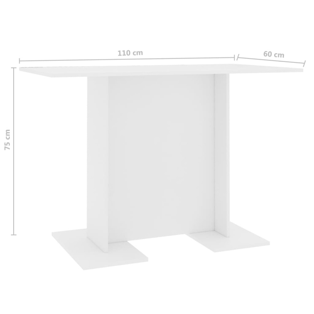 Produktbild för Matbord vit 110x60x75 cm konstruerat trä