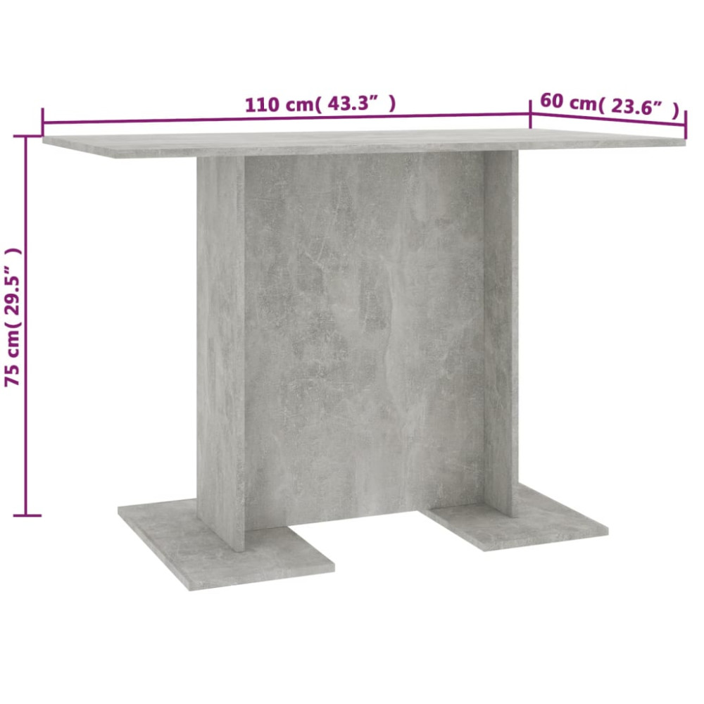 Produktbild för Matbord betonggrå 110x60x75 cm konstruerat trä