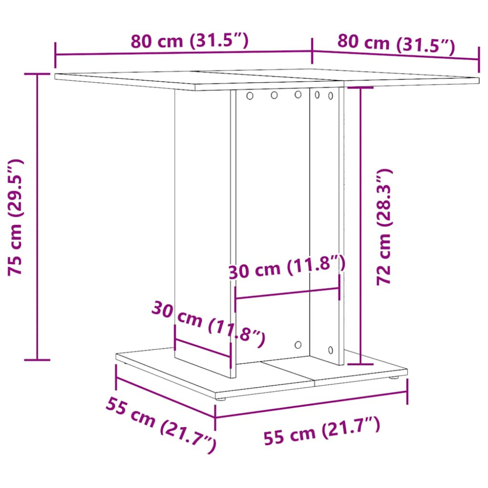 Produktbild för Matbord sonoma-ek 80x80x75 cm spånskiva