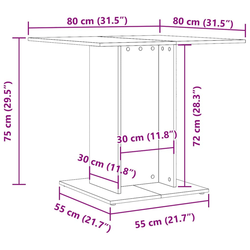Produktbild för Matbord betonggrå 80x80x75 cm konstruerat trä
