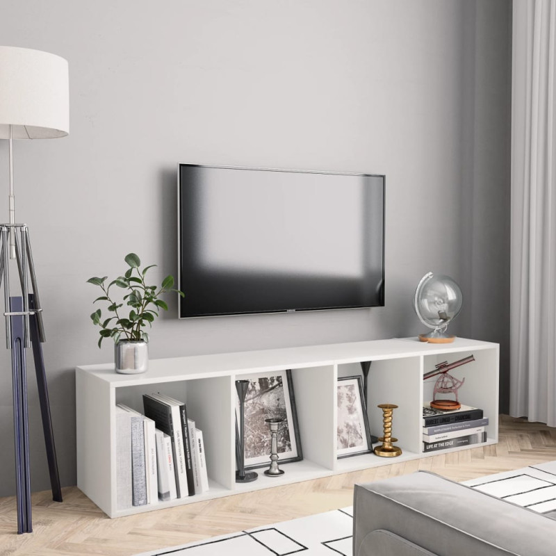 Produktbild för Bokhylla/TV-bänk vit 143x30x36 cm