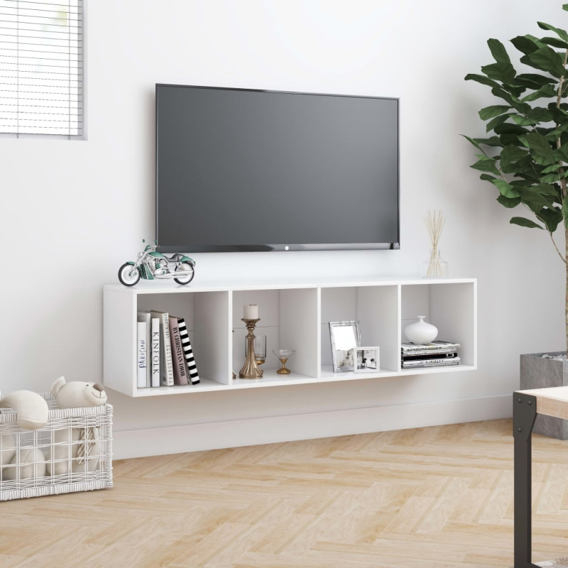 Produktbild för Bokhylla/TV-bänk vit 143x30x36 cm