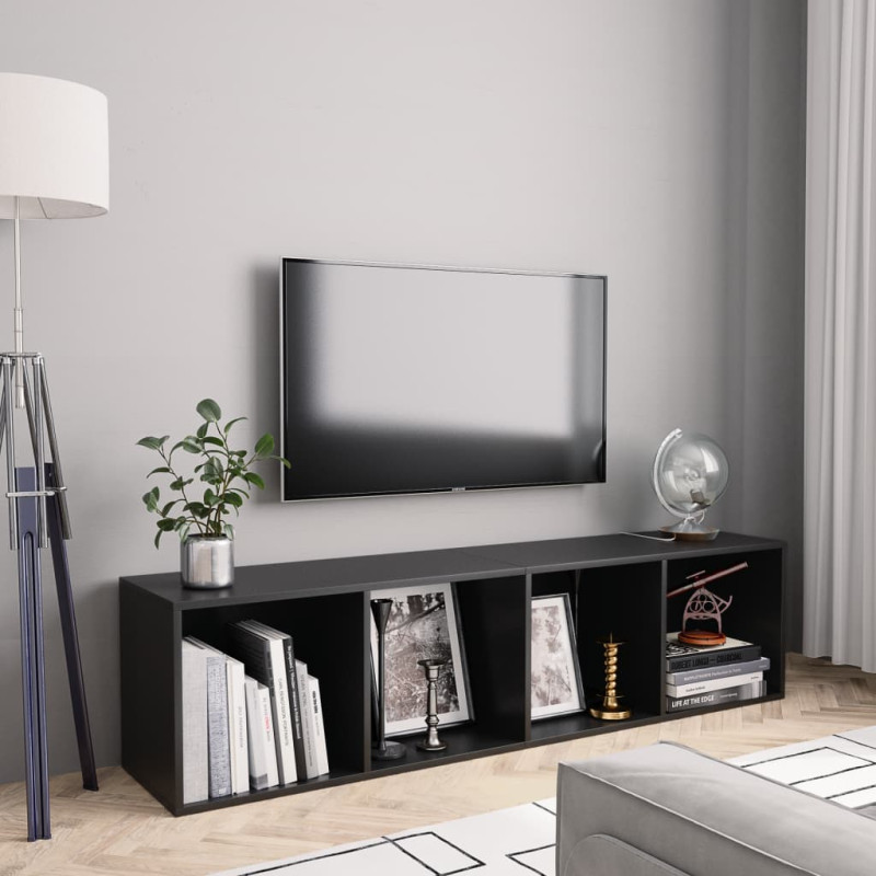 Produktbild för Bokhylla/TV-bänk svart 143x30x36 cm