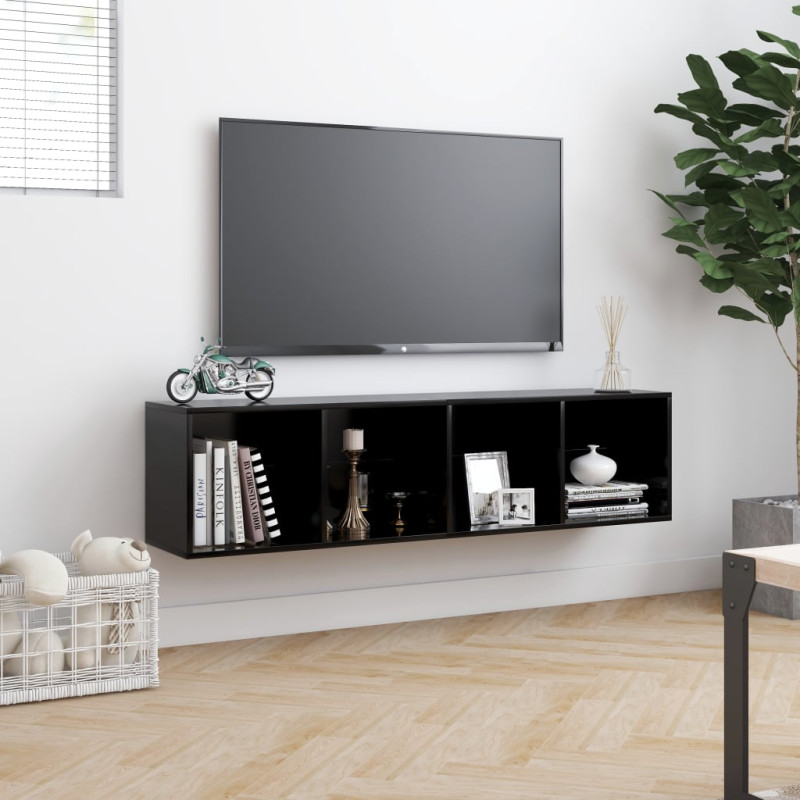 Produktbild för Bokhylla/TV-bänk svart 143x30x36 cm