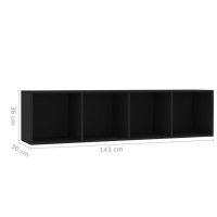 Miniatyr av produktbild för Bokhylla/TV-bänk svart 143x30x36 cm