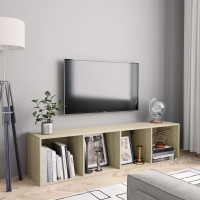 Produktbild för Bokhylla/TV-bänk sonoma-ek 143x30x36 cm