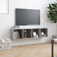 Produktbild för Bokhylla/TV-bänk betonggrå 143x30x36 cm
