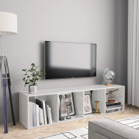 Produktbild för Bokhylla/TV-bänk vit högglans 143x30x36 cm