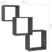 Miniatyr av produktbild för Kubhyllor högglans svart 68x15x68 cm konstruerat trä