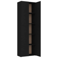 Produktbild för Kontorsskåp svart 60x32x190 cm konstruerat trä