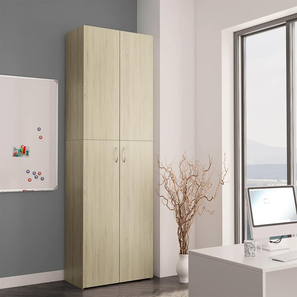 Produktbild för Kontorsskåp sonoma-ek 60x32x190 cm konstruerat trä